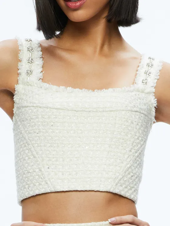 Women Alice and Olivia Vicenta Embellished Structured Corset + Ecenia Mini Skirt