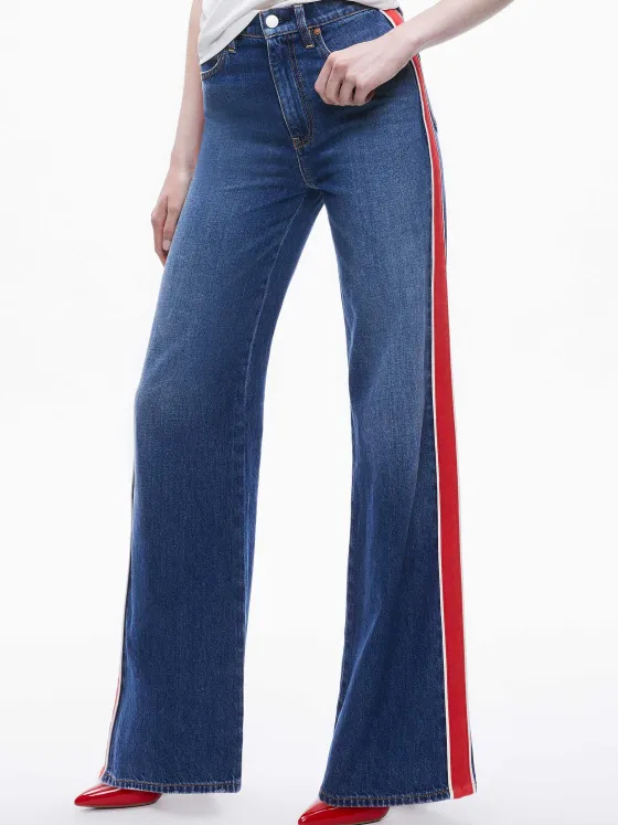 Women Alice and Olivia Weezy Side Stripe Jean