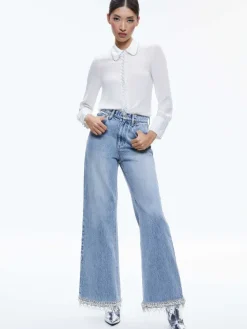 Women Alice and Olivia Willa Embellished Placket Top
