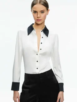 Women Alice and Olivia Willa Fitted Placket Top