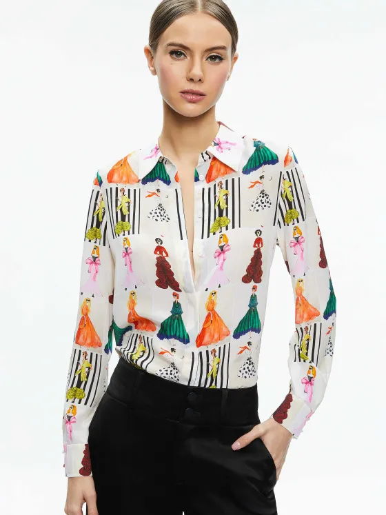Women Alice and Olivia Willa Placket Top