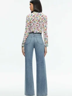 Women Alice and Olivia Willa Placket Top With Piping