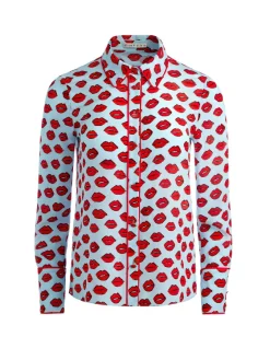 Women Alice and Olivia Willa Placket Top With Piping