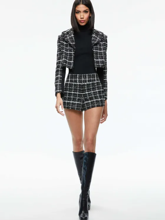 Women Alice and Olivia Yardley Cropped Fray Hem Jacket