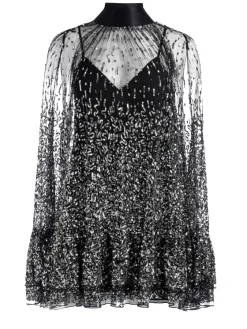 Women Alice and Olivia Zenon Sequin Cape Mini Dress